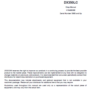 Doosan DX350LC Excavator Service Repair Manual