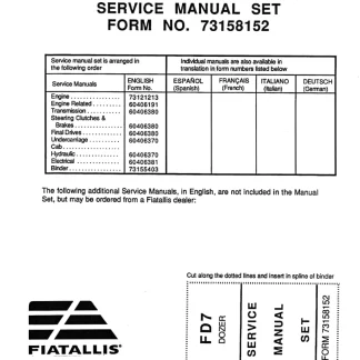 Fiat-Allis FD7 Crawler Tractor Service Manual