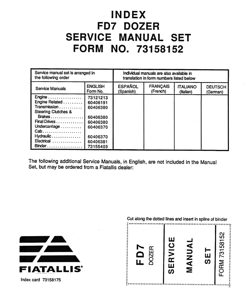 Fiat-Allis FD7 Crawler Tractor Service Manual