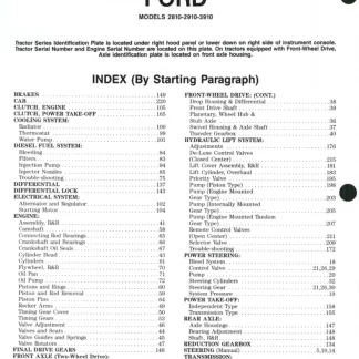 Ford Tractor 2810 2910 3910 Service Manual PDF