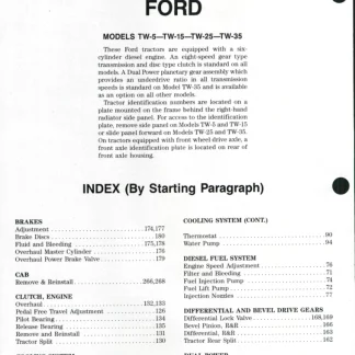 Ford Tractor TW-5 TW-15 TW-25 TW-35 Shop Manual