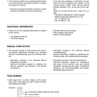 Hitachi ZX160LC Excavator Service Repair Manual PDF