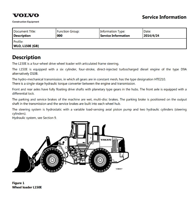 Volvo L150E Wheel Loader Service Repair Manual