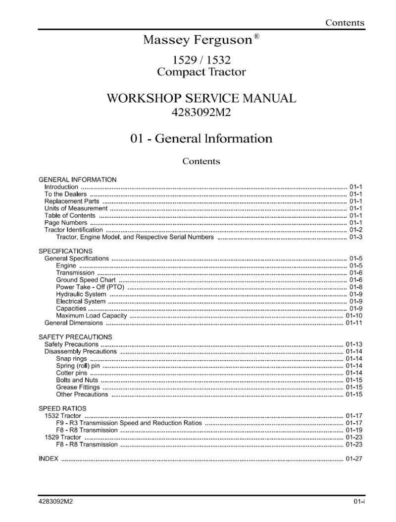 Massey Ferguson 1529, 1532 Compact Tractor Service Manual