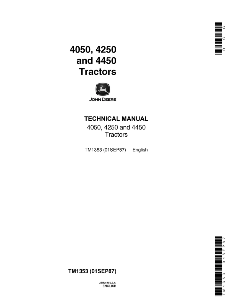 John Deere 4050, 4250, 4450 Tractors Technical Manual